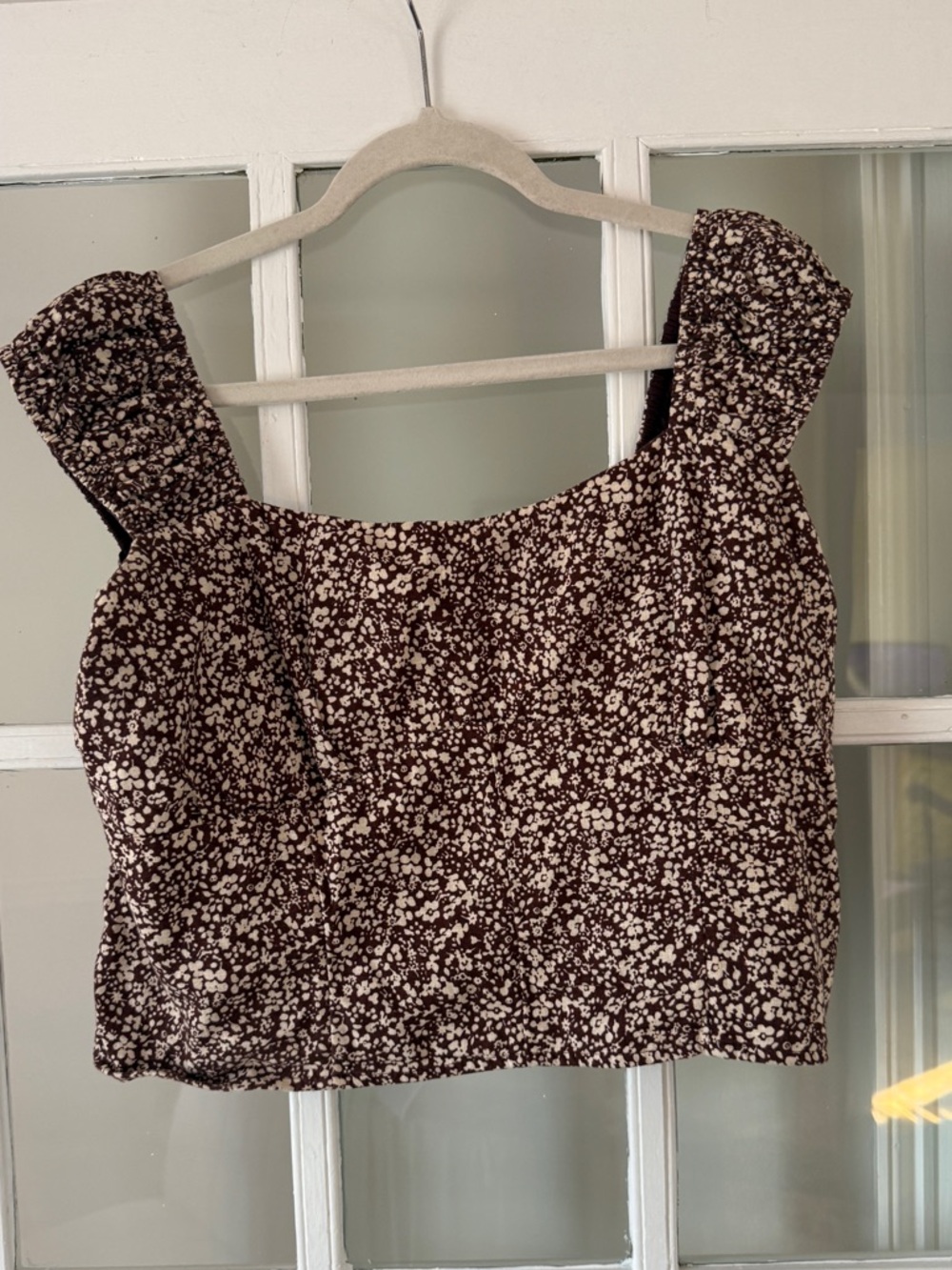 Abercrombie & Fitch Brown Floral Square-Neck Top